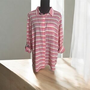 Tommy Hilfiger women's long-sleeve, roll-tab button-down shirt Size 0X